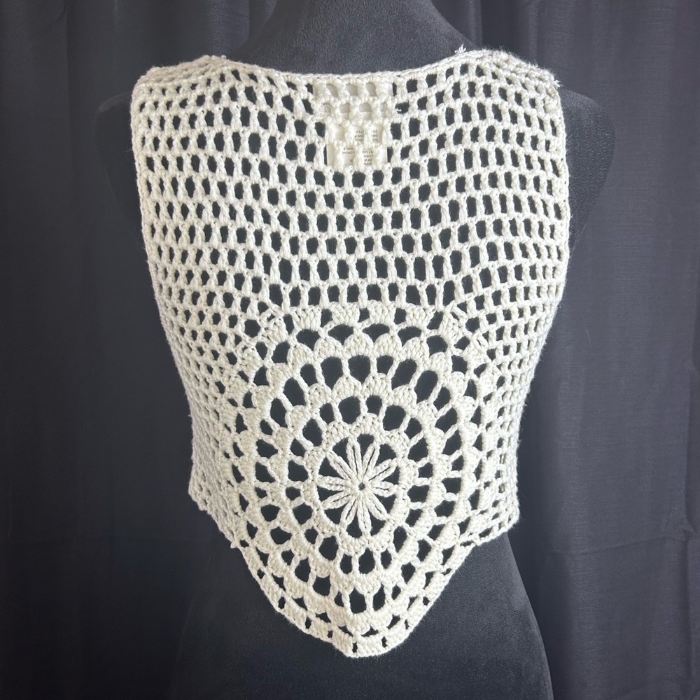 WoWo Bohemian Crochet Crop Top Medium o6 - Picture 4 of 6